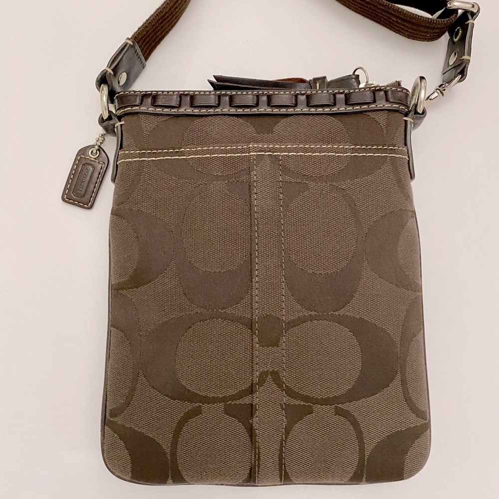 Coach Jacquard Crossbody Bag, Brown, Like New - Picture 6 of 11